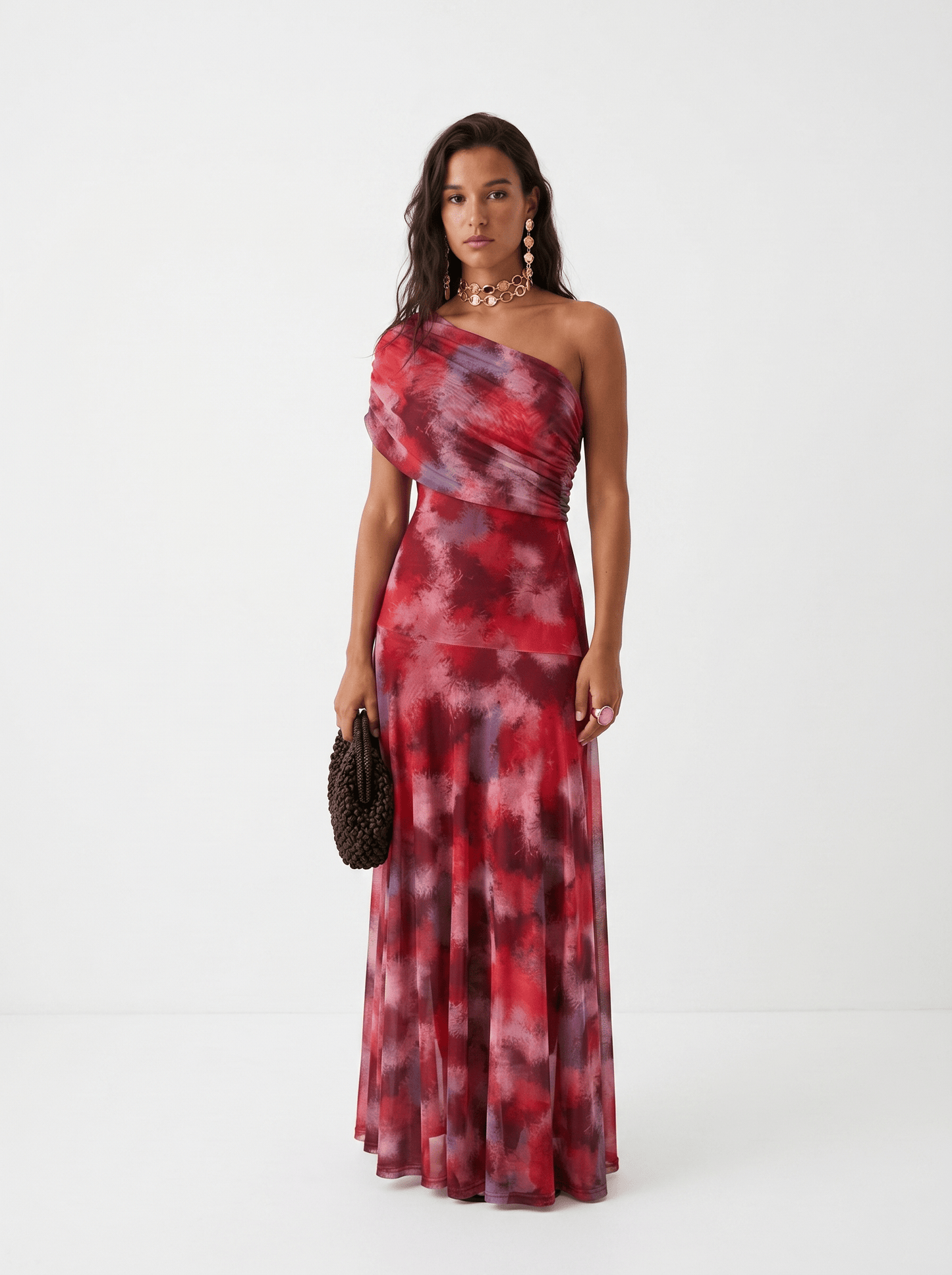 Dames Maxi Jurk Off Shoulder Gedrapeerd
