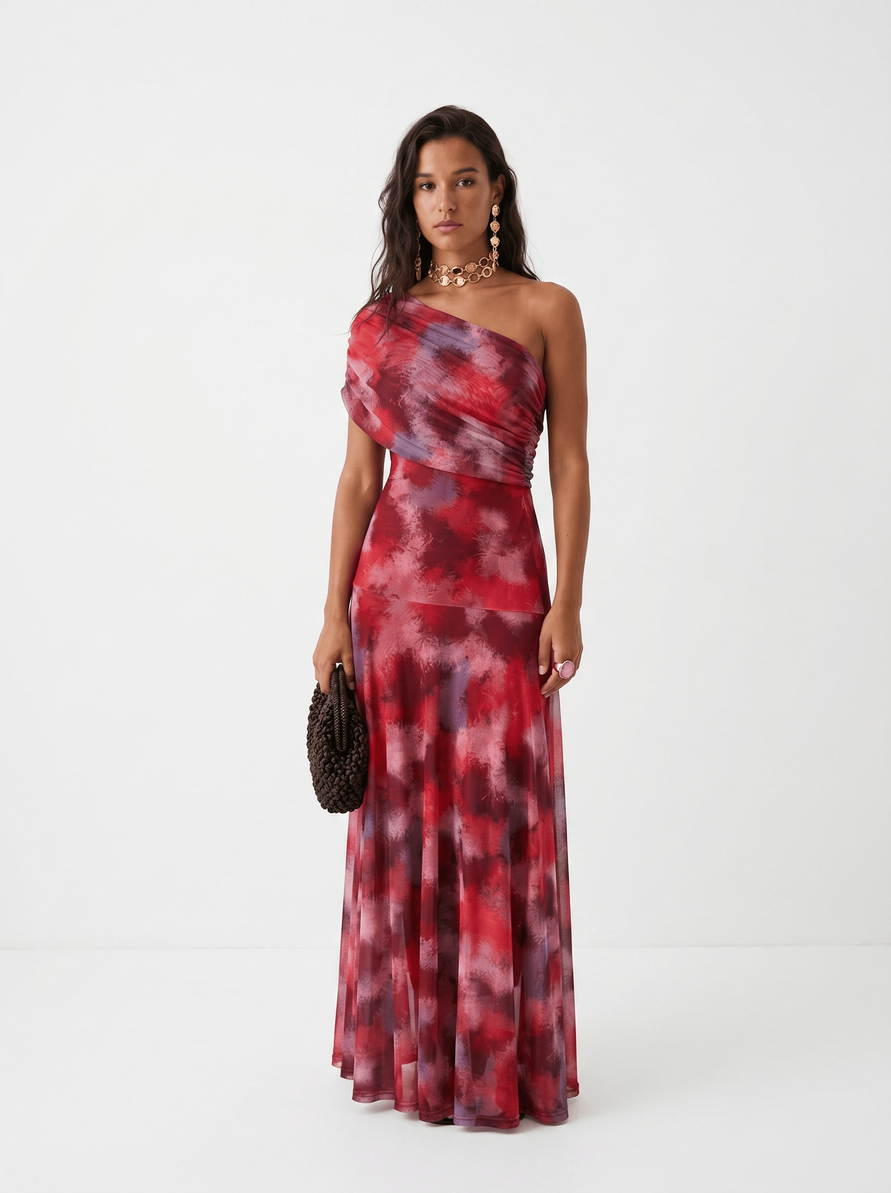 Dames Maxi Jurk Off Shoulder Gedrapeerd