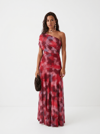Dames Maxi Jurk Off Shoulder Gedrapeerd