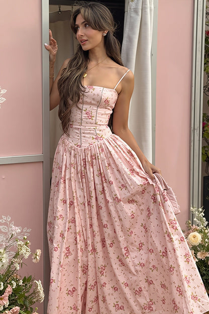 Dames Maxi Slipdress Met Bloemenprint En Hoge Taille