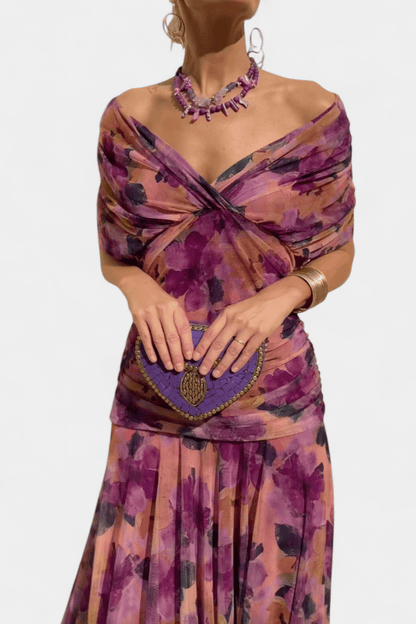 Dames Maxijurk Met Bloemenprint En V Hals