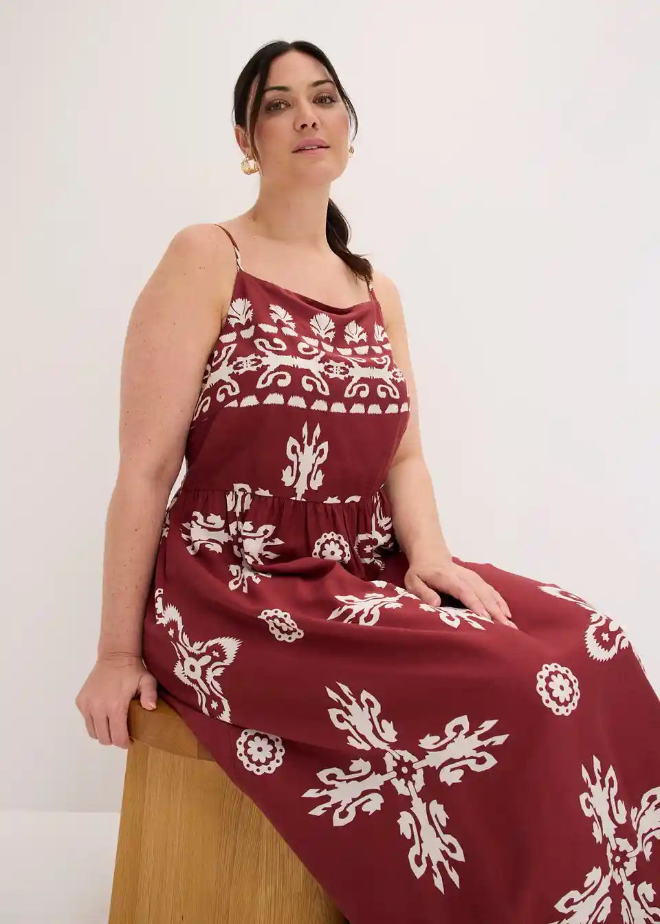 Dames Maxijurk Met Ethnoprint En Spaghettibandjes