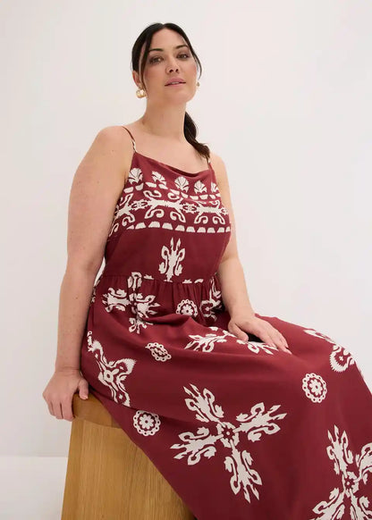 Dames Maxijurk Met Ethnoprint En Spaghettibandjes