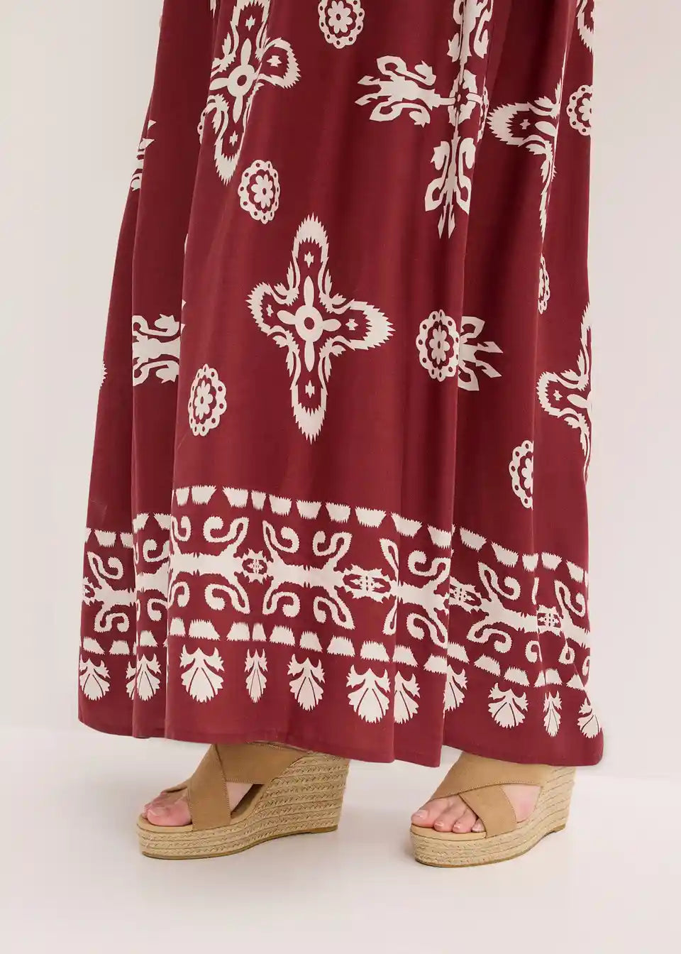 Dames Maxijurk Met Ethnoprint En Spaghettibandjes