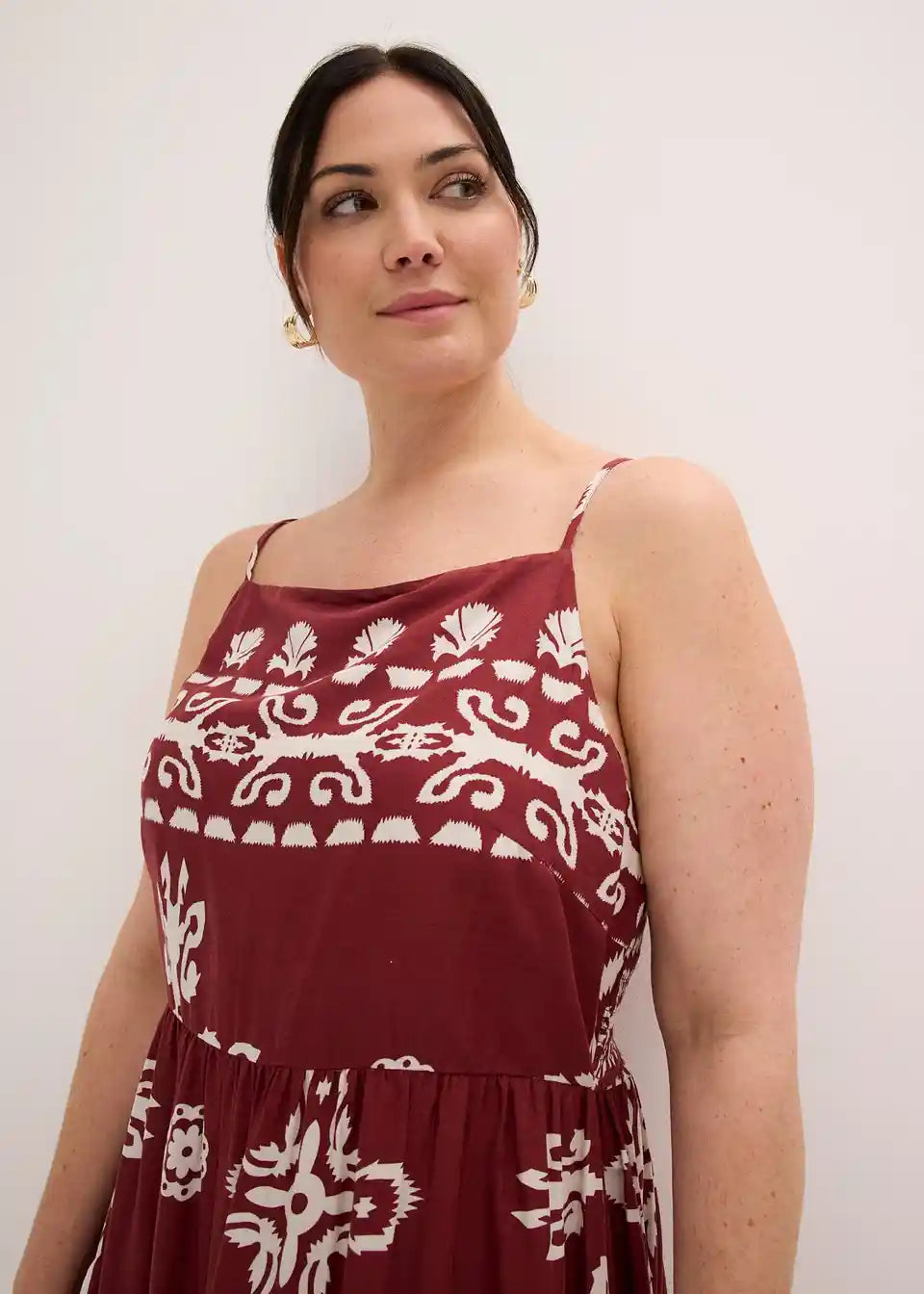 Dames Maxijurk Met Ethnoprint En Spaghettibandjes