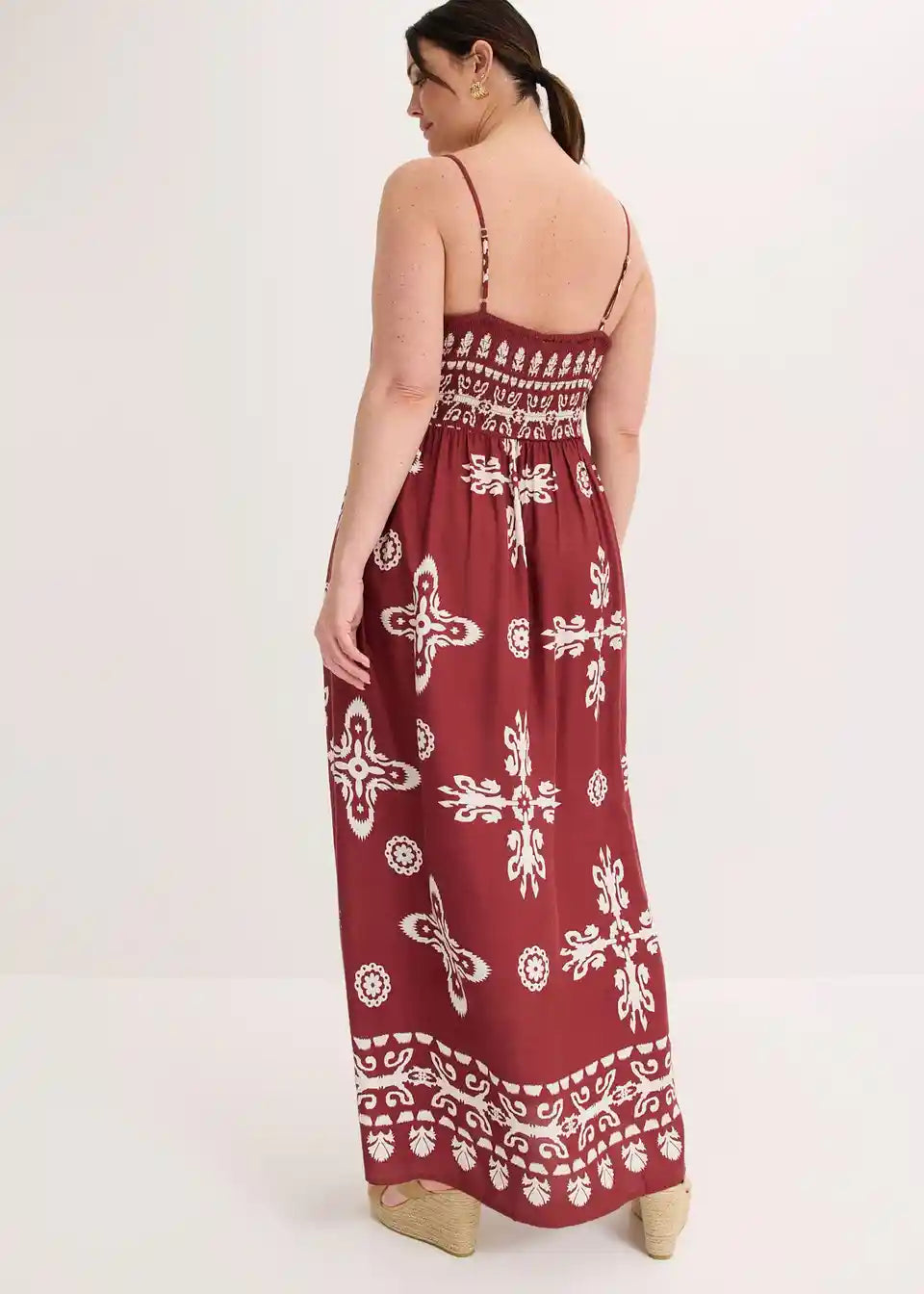 Dames Maxijurk Met Ethnoprint En Spaghettibandjes