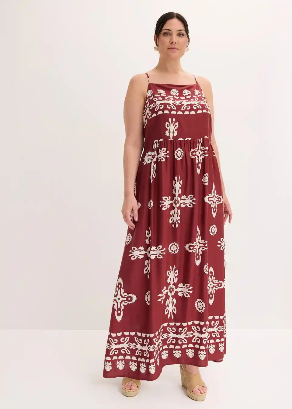 Dames Maxijurk Met Ethnoprint En Spaghettibandjes