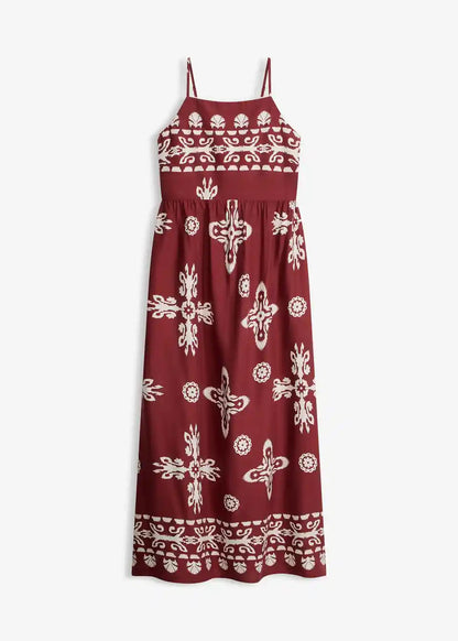 Dames Maxijurk Met Ethnoprint En Spaghettibandjes