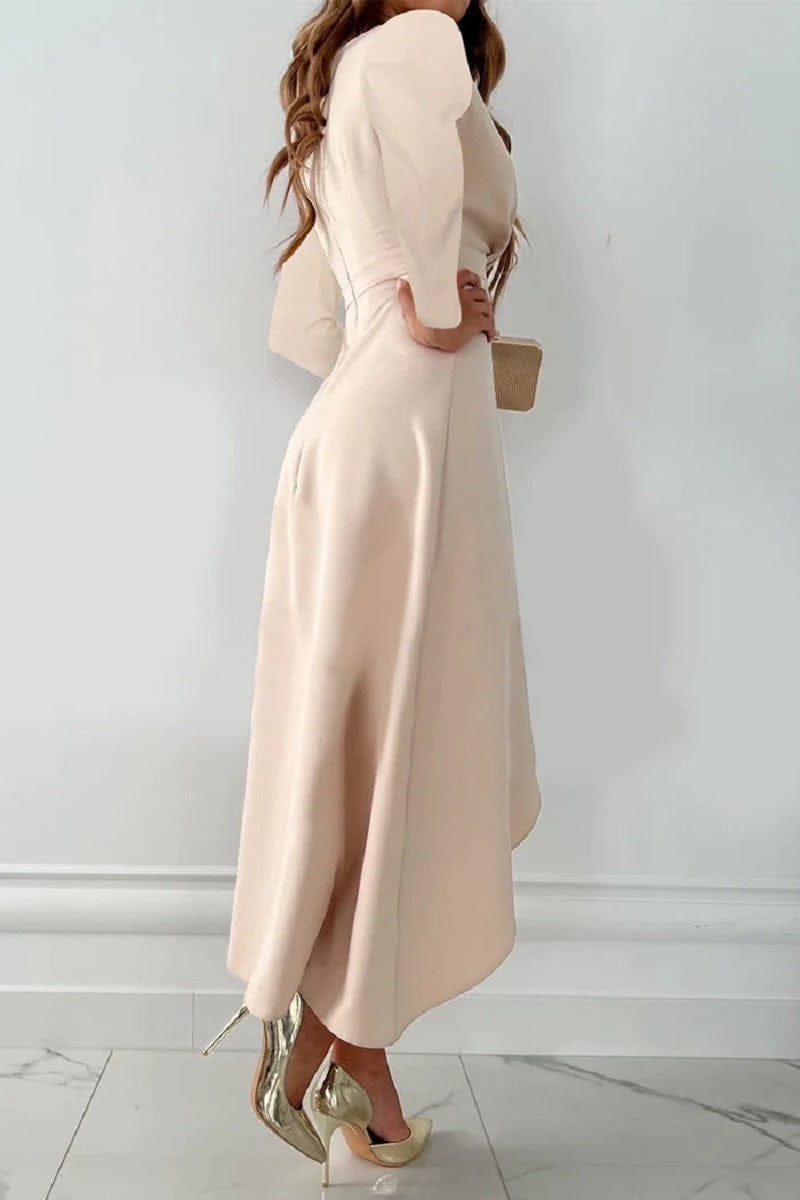 Dames Midi Jurk Koperkleurig Met Asymmetrische Zoom