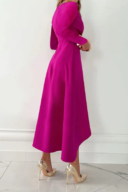 Dames Midi Jurk Koperkleurig Met Asymmetrische Zoom