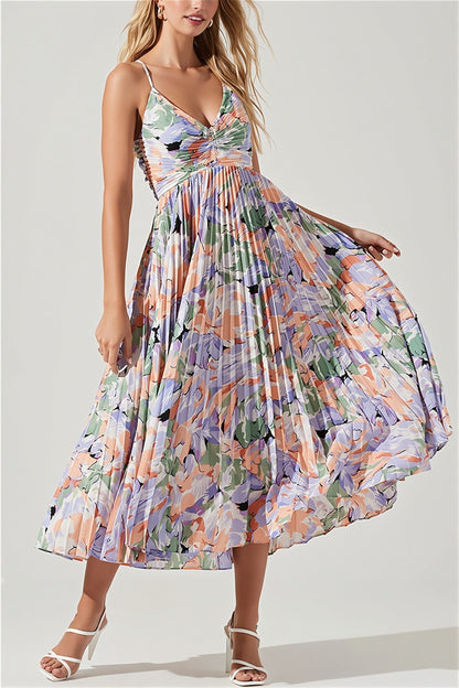 Dames Midi Jurk Met Bloemenprint En Plissé