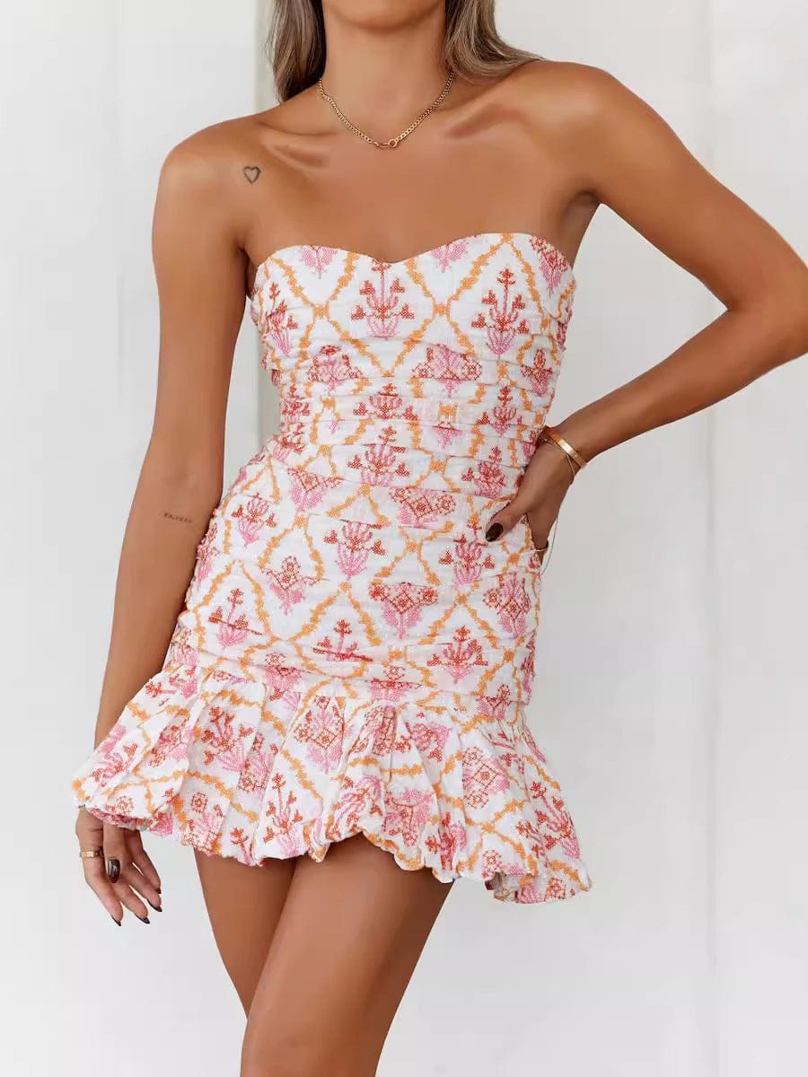 Dames Midi Jurk Met Bloemenprint En Plooien
