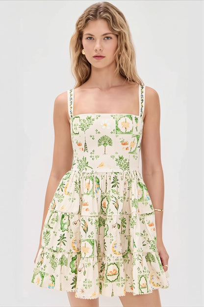 Dames Midi Jurk Met Bloemenprint En Vierkante Hals