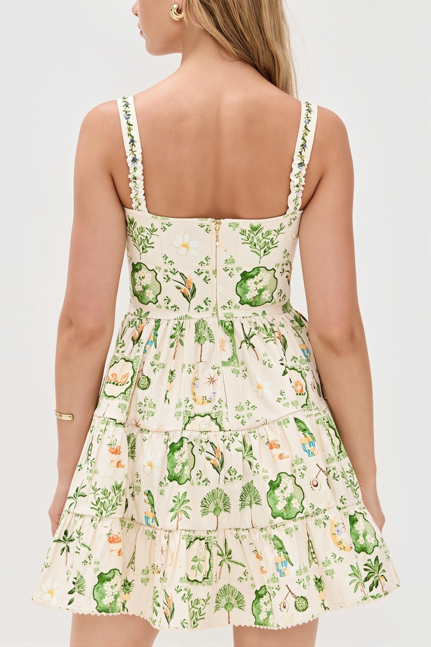 Dames Midi Jurk Met Bloemenprint En Vierkante Hals