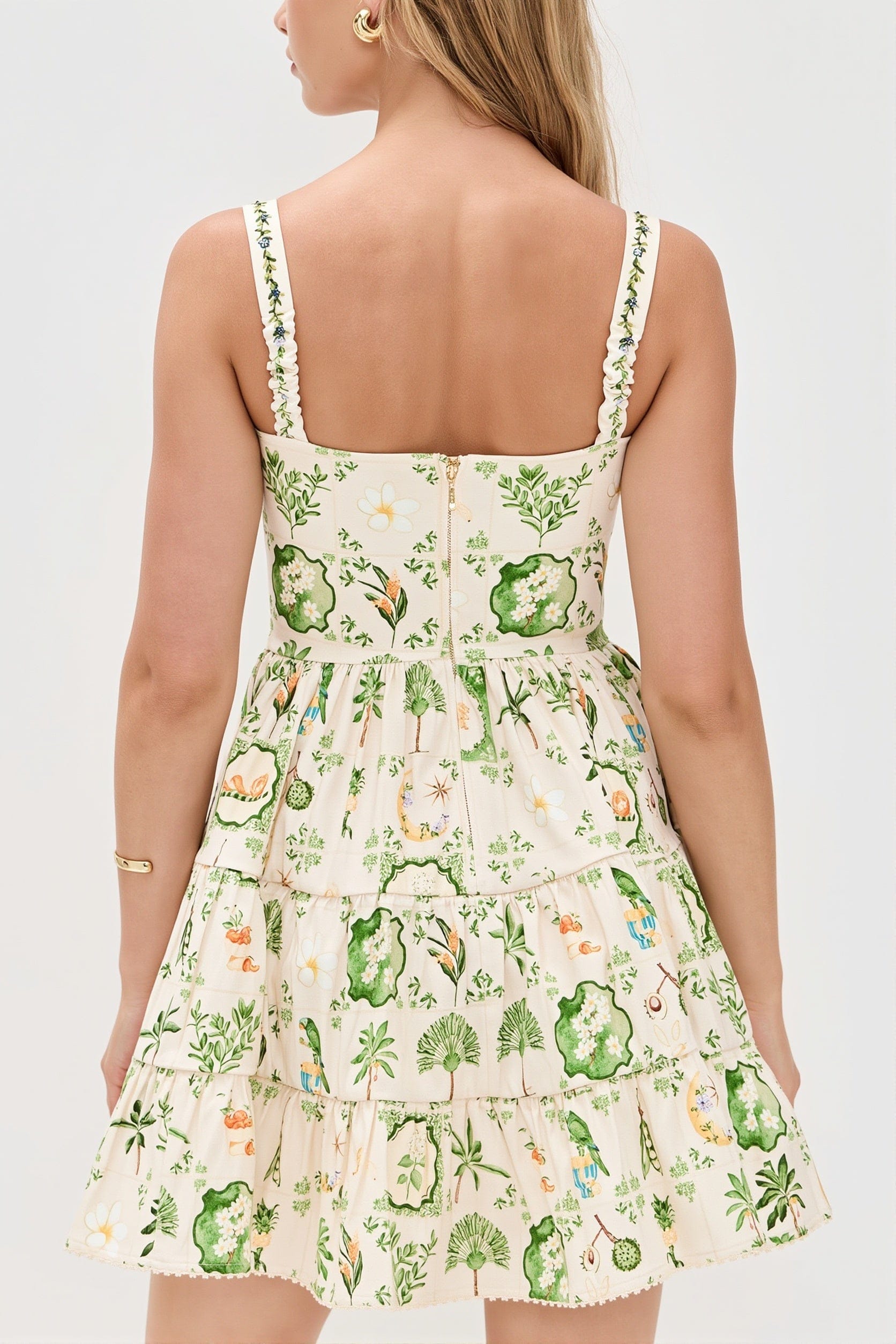 Dames Midi Jurk Met Bloemenprint En Vierkante Hals