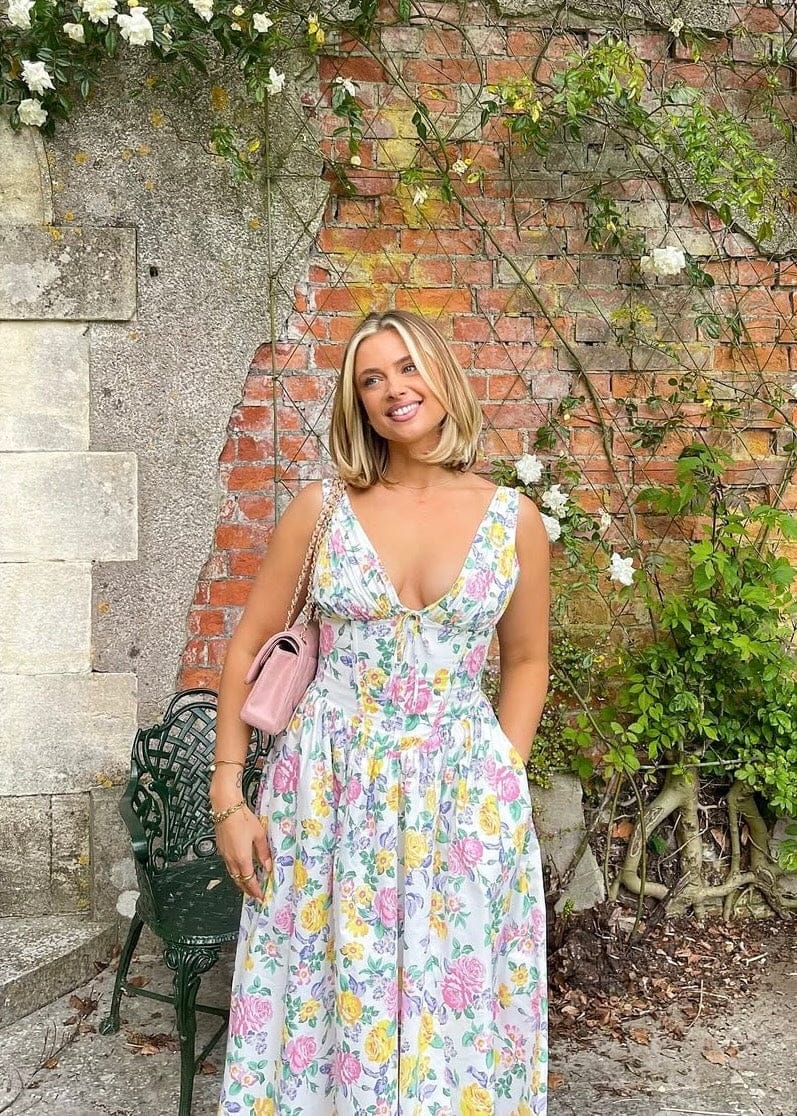 Dames Midi Jurk Met Bloemenprint Voor Bruiloftsgast
