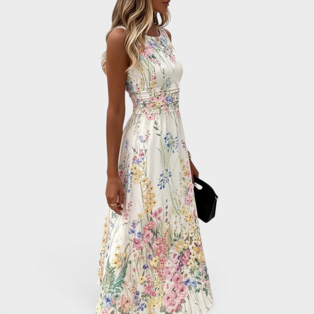 Dames Midi Jurk Met Bloemenprint Zonder Mouwen