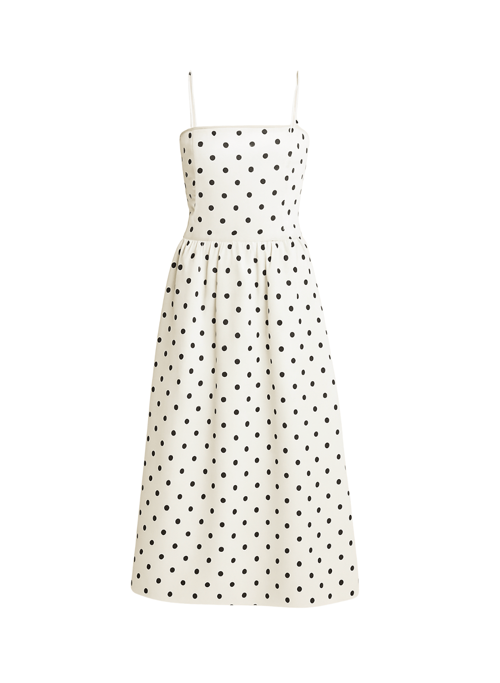 Dames Midi Jurk Met Polkadotprint Zwart Wit