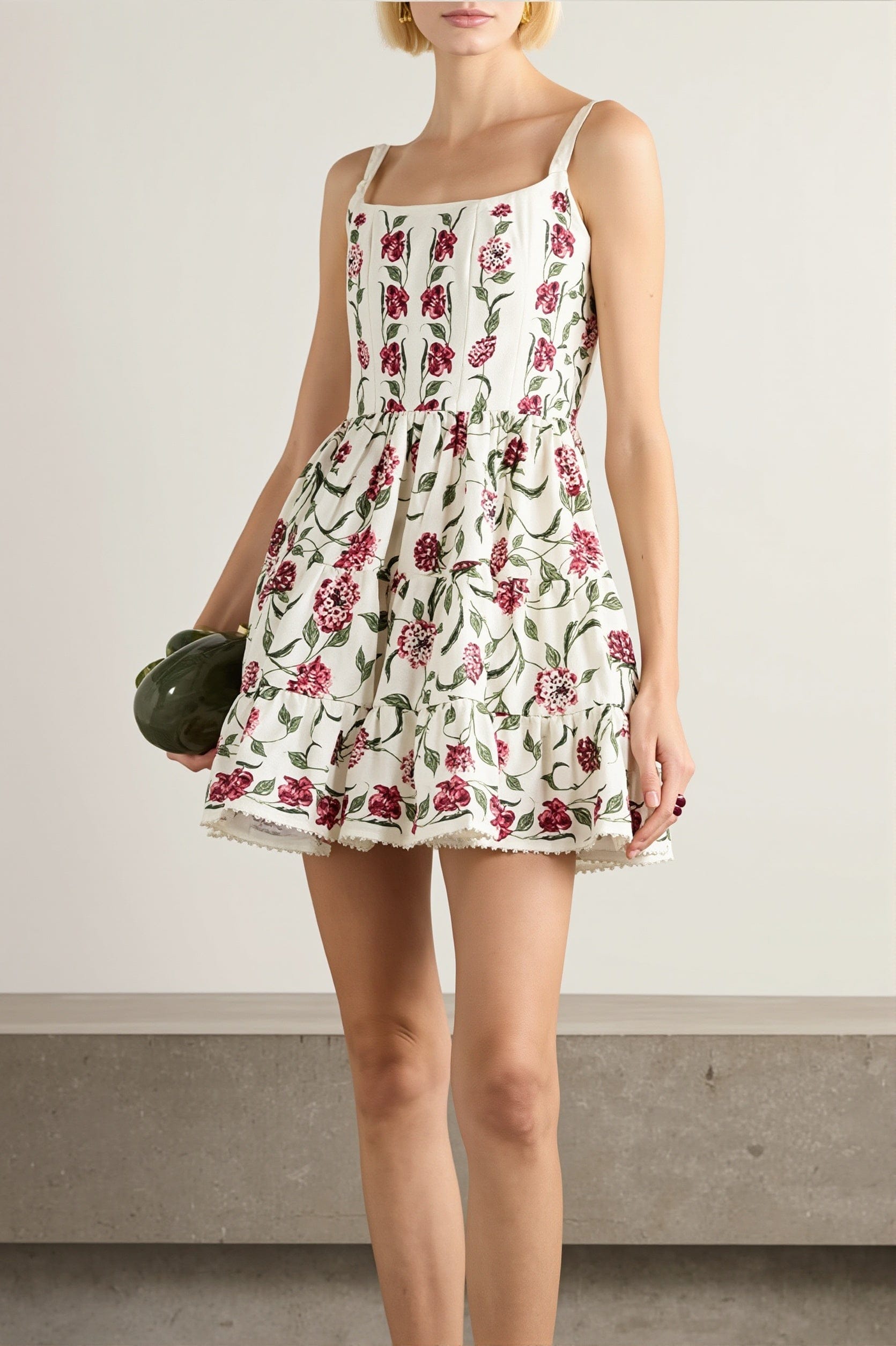 Dames Mini Jurk Met Bloemenprint En Kant