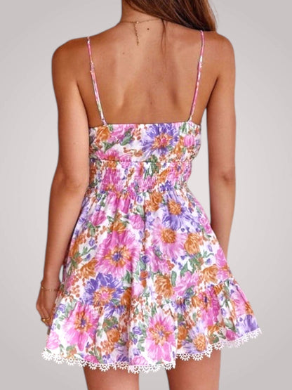 Dames Mini Jurk Met Bloemenprint En Ruches