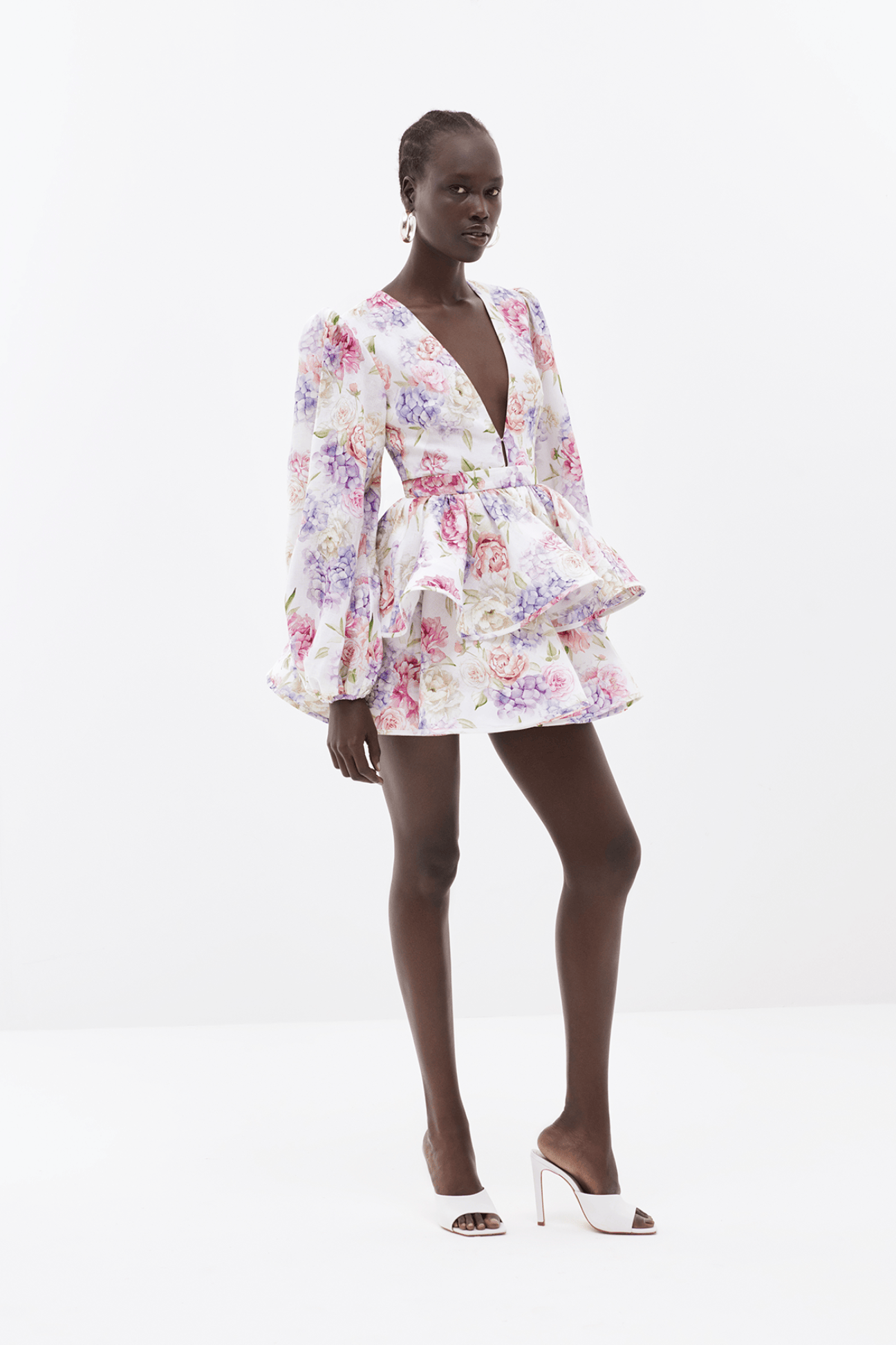 Dames Mini Jurk Met Bloemenprint En V Hals