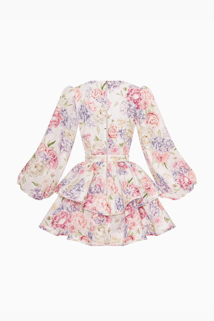 Dames Mini Jurk Met Bloemenprint En V Hals