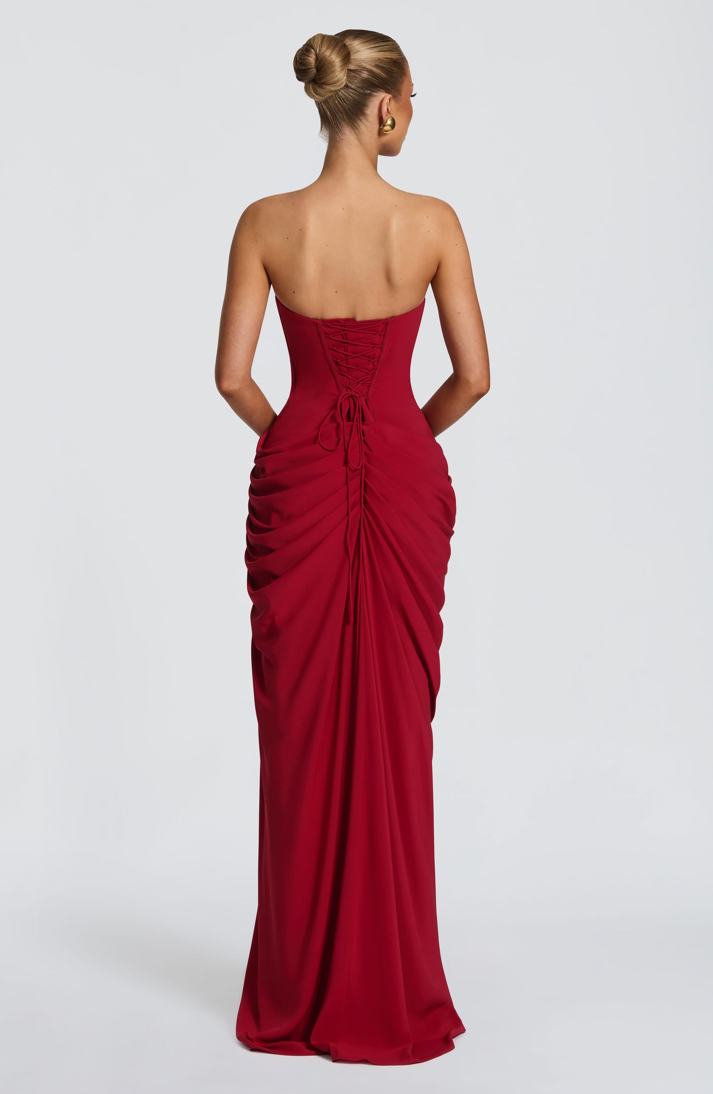 Dames Straploze Maxi Jurk Met Ruches