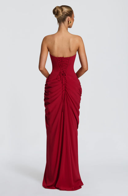 Dames Straploze Maxi Jurk Met Ruches