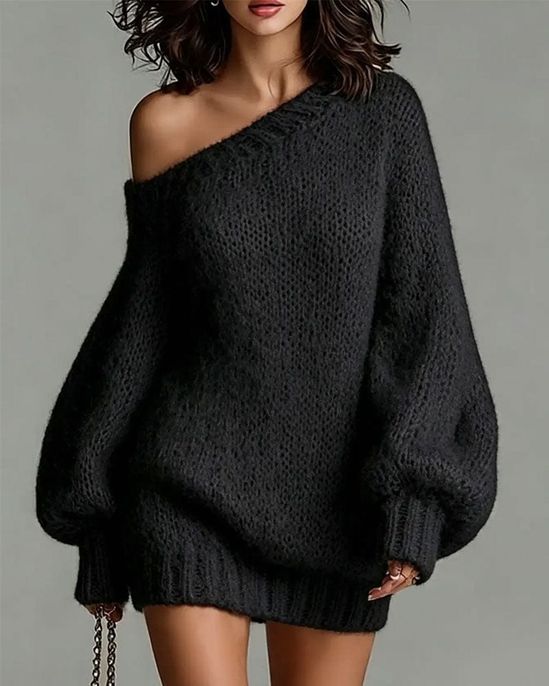 Dames Sweaterjurk Met Eén Schouder En Lange Mouw
