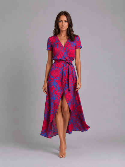 Dames Wikkeljurk Met Bloemenprint Midi