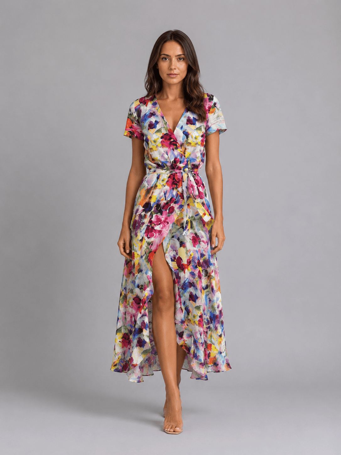 Dames Wikkeljurk Met Bloemenprint Midi