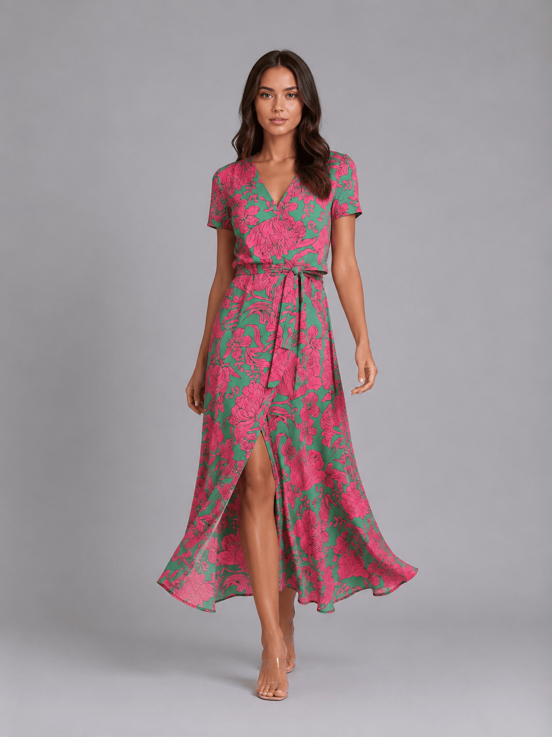 Dames Wikkeljurk Met Bloemenprint Midi