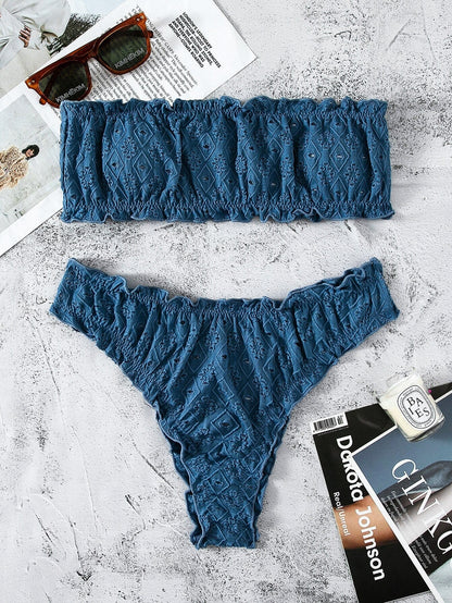 Donkerblauwe Ibiza Style Bandeau Bikini