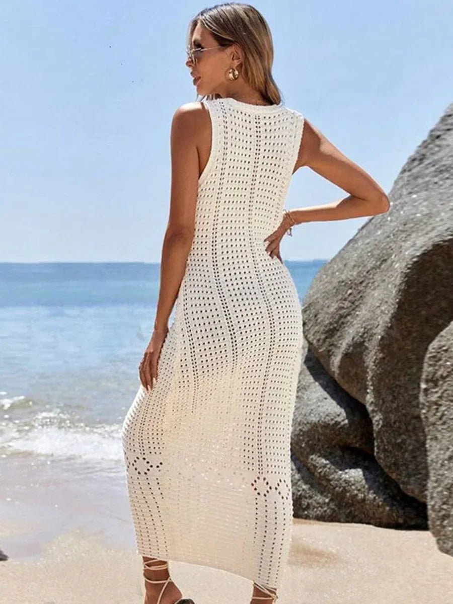 Dames Gehaakte Holle V-hals Strandcover-up Tuniek