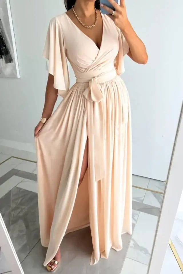 Dames jurk met V-hals en stijlvolle look