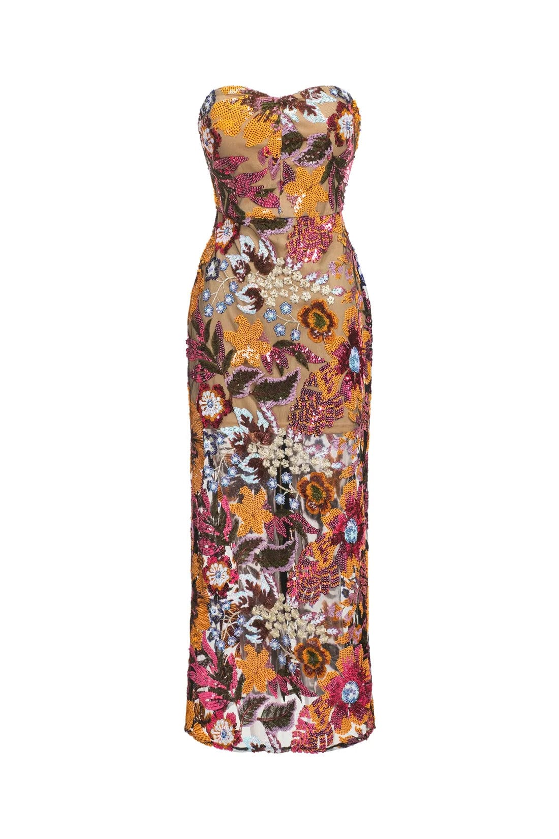 Geborduurde Pailletten Strapless Maxi Jurk zonder Rug Paars