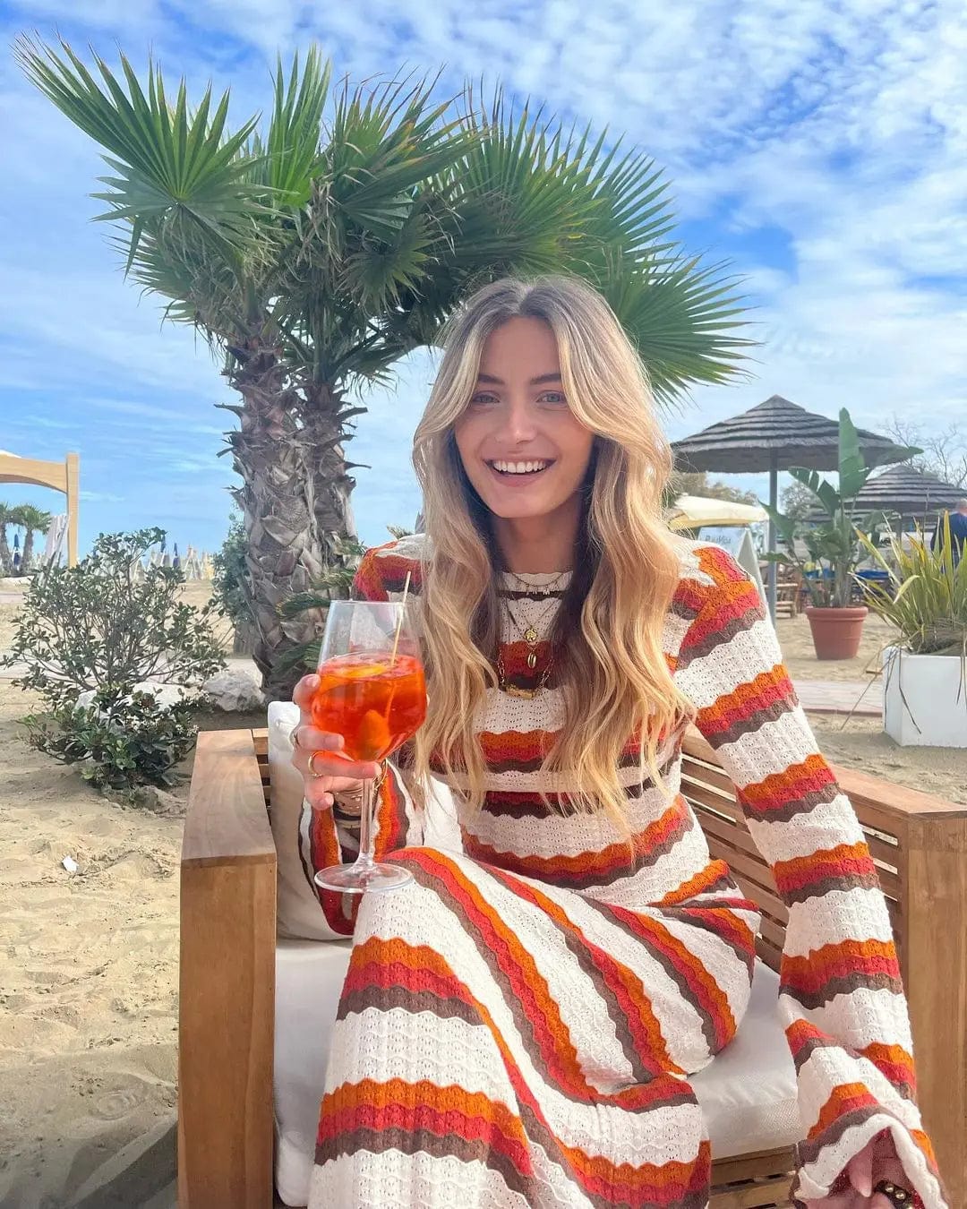 Gehaakte Jurk Oranje Gestreepte