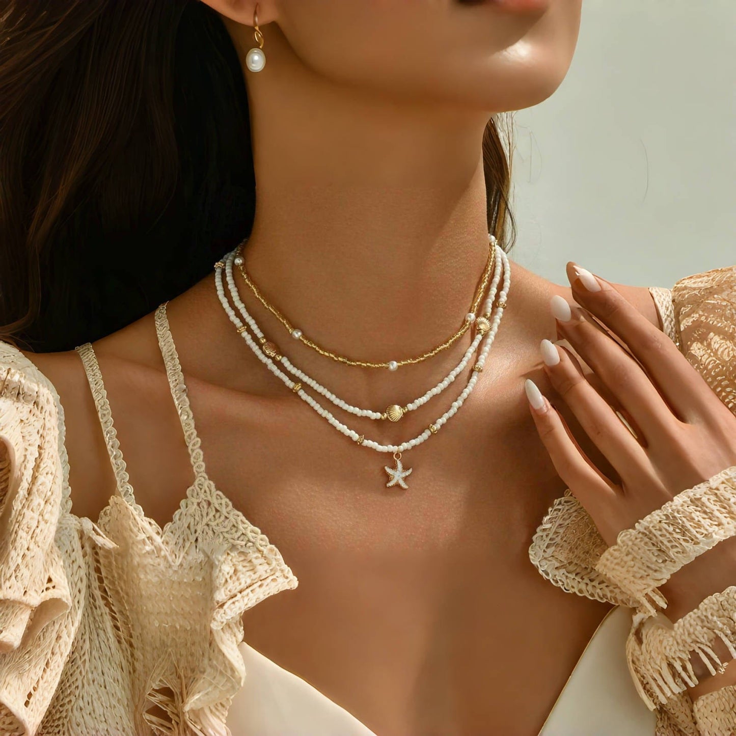 Gelaagde Zeester Hanger Ketting Goud