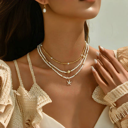 Gelaagde Zeester Hanger Ketting Goud