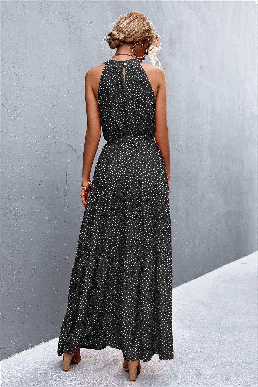 Geprinte Mouwloze Maxi Jurk met Tailleband