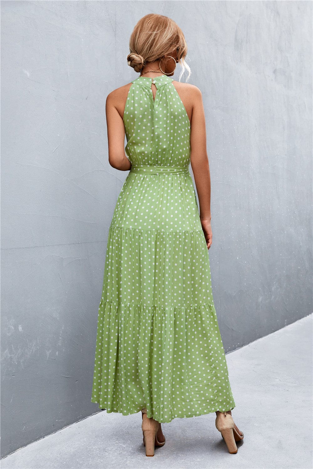Geprinte Mouwloze Maxi Jurk met Tailleband