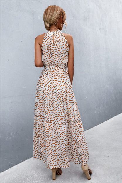 Geprinte Mouwloze Maxi Jurk met Tailleband