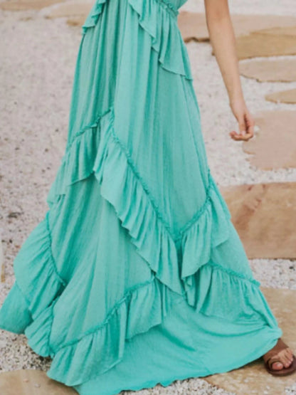 Gerimpelde halternek maxi-jurk polyester
