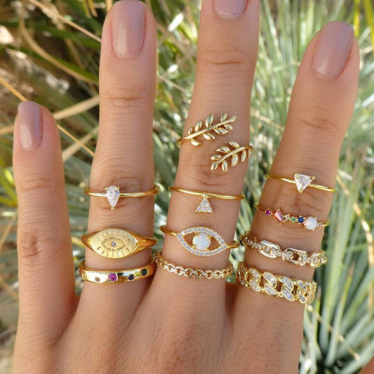 Goude Ringen Set Met Ogen