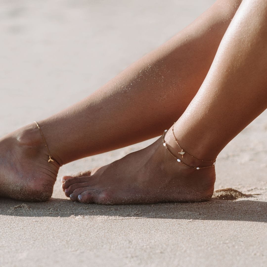 Goudkleurige Enkelband voor Dames met Zoetwaterparel