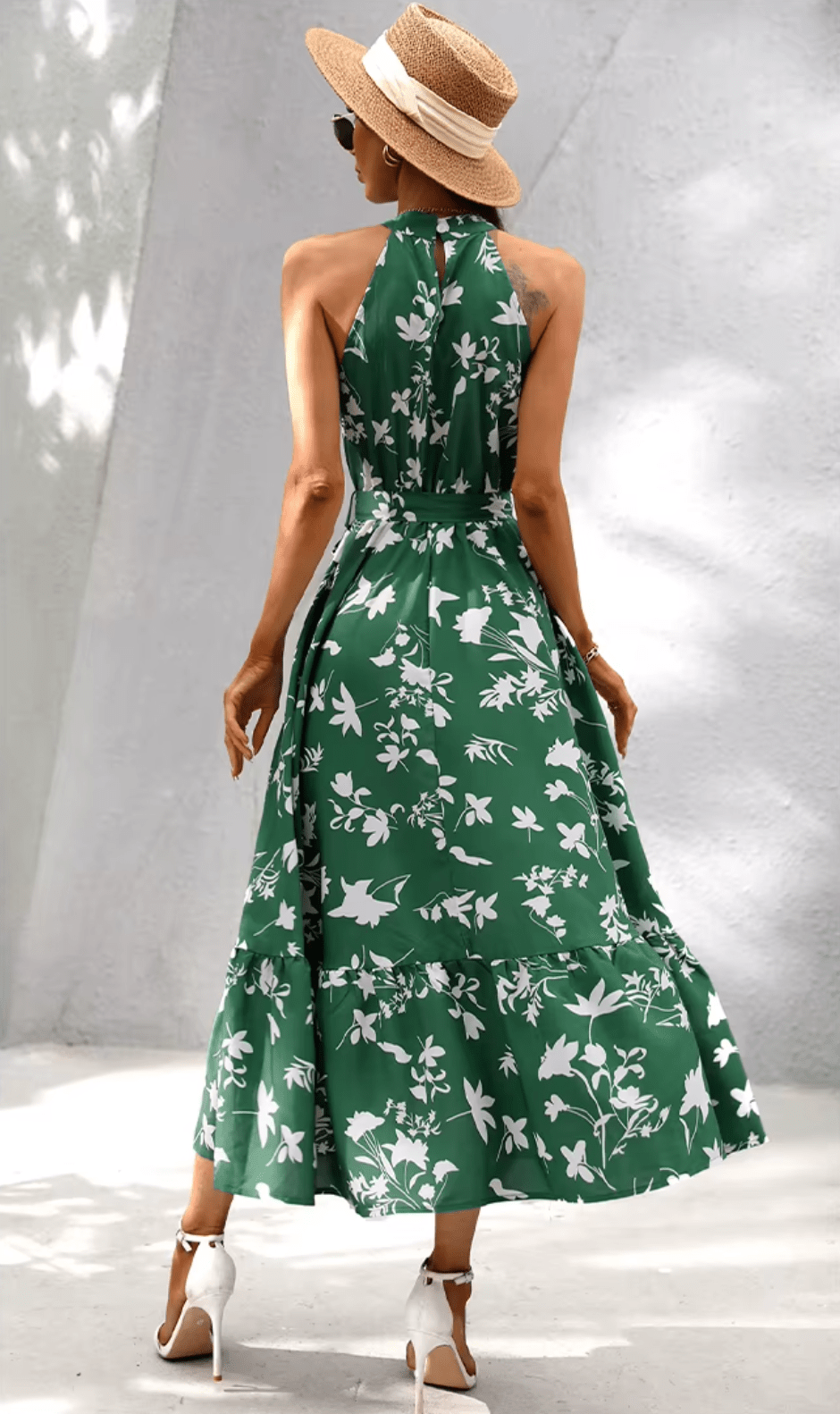 Groene Bloemen Maxi Ibiza Jurk