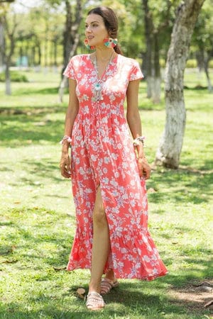 Ibiza Hippie Gebloemde Midi Jurk