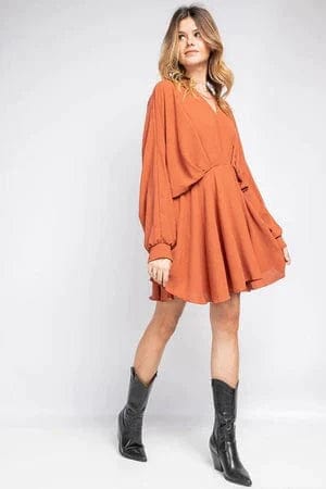Ibiza Jurk Met Lange Mouwen Oranje