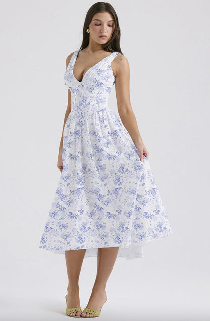 Dames Midi Jurk Met Bloemenprint Voor Bruiloftsgast