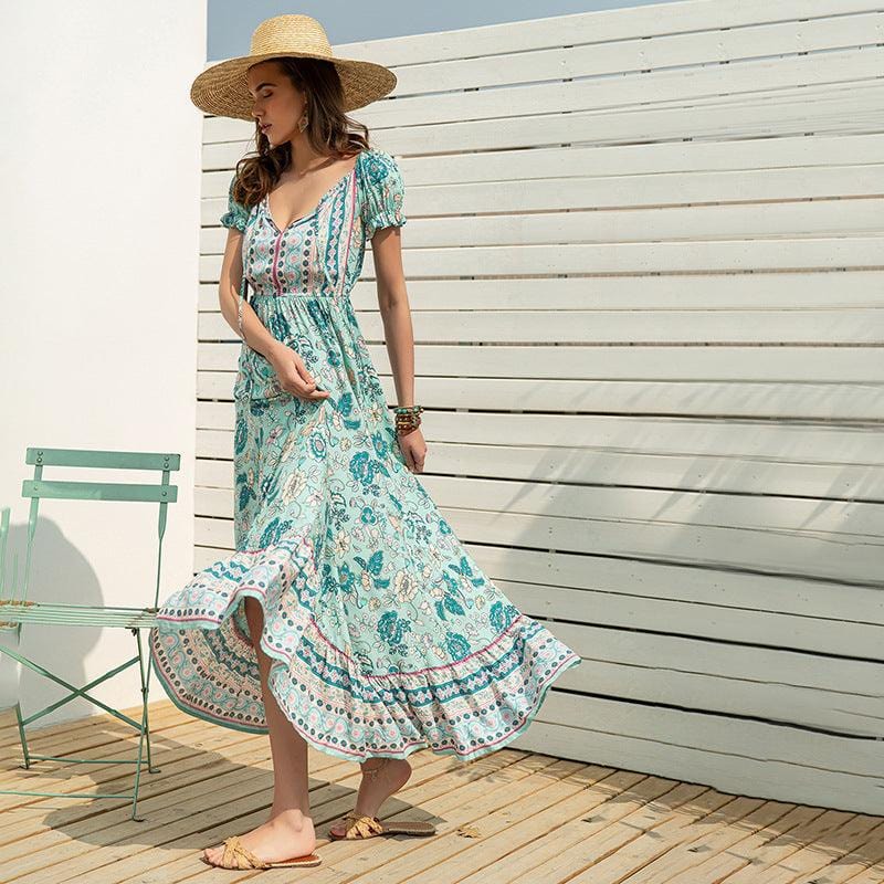 Lange Ibiza stijl maxi jurk